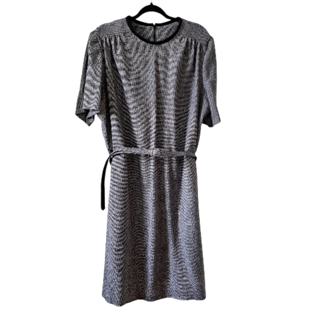 🇨🇦 Vintage Gracie Square Originals Shift Dress | Textured Black & White | L/XL